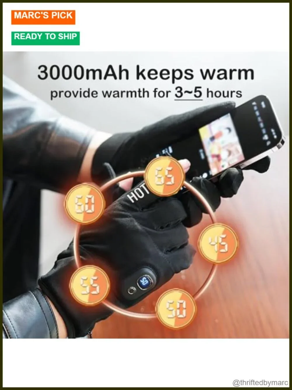 Electric Heated Gloves - Battery Powered Touchscreen, Rechargeable, Unisex